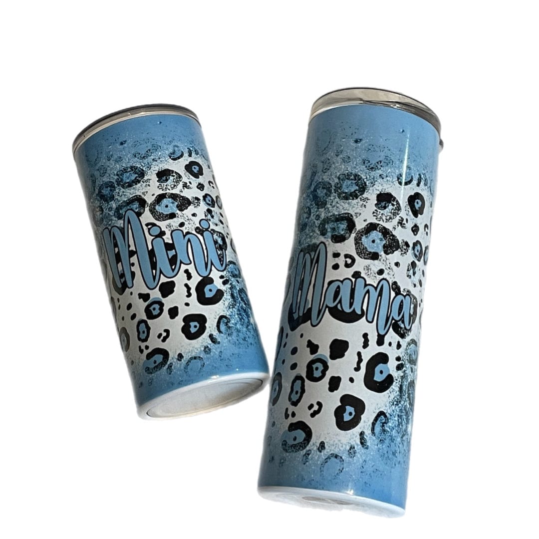 Mama/Mini Blue Leopard Tumbler-Stay Foxy Boutique, Florissant, Missouri