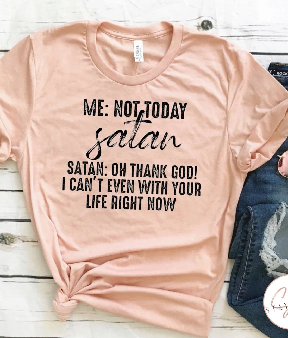 Not Today Satan Graphic T #220-Graphic T-Stay Foxy Boutique, Florissant, Missouri