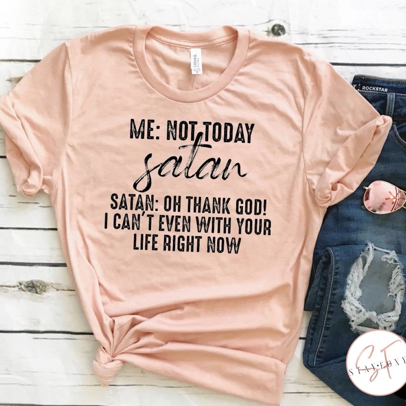 Not Today Satan Graphic T #220-Graphic T-Stay Foxy Boutique, Florissant, Missouri