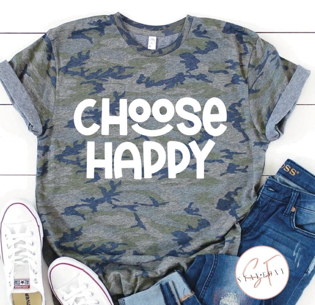 NEW Choose Happy Graphic T #327-Graphic T-Stay Foxy Boutique, Florissant, Missouri