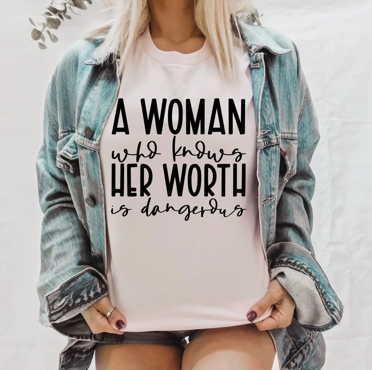 A Woman Who Knows Her Worth Is Dangerous Graphic T-Graphic T-Stay Foxy Boutique, Florissant, Missouri