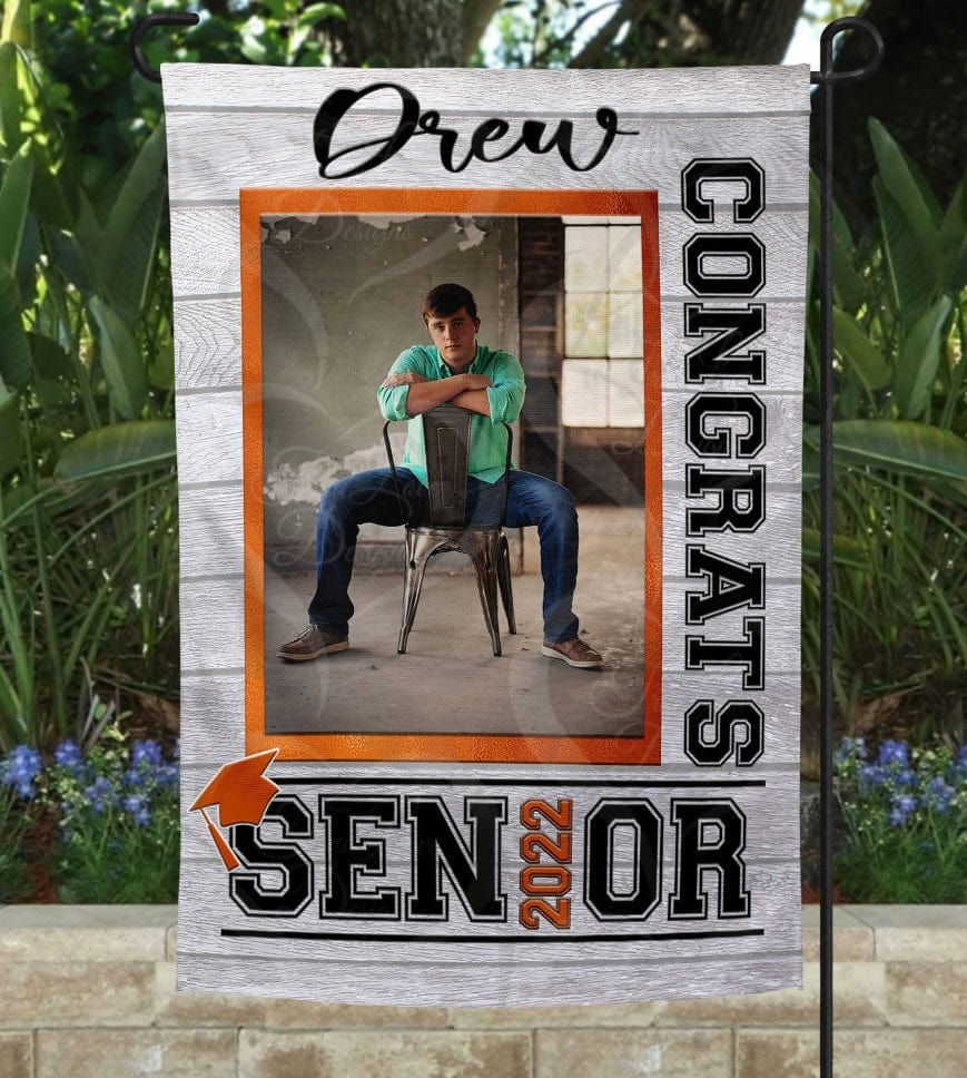 Graduation Orange Garden Flag *ADD A NAME AND PHOTO*-Stay Foxy Boutique, Florissant, Missouri
