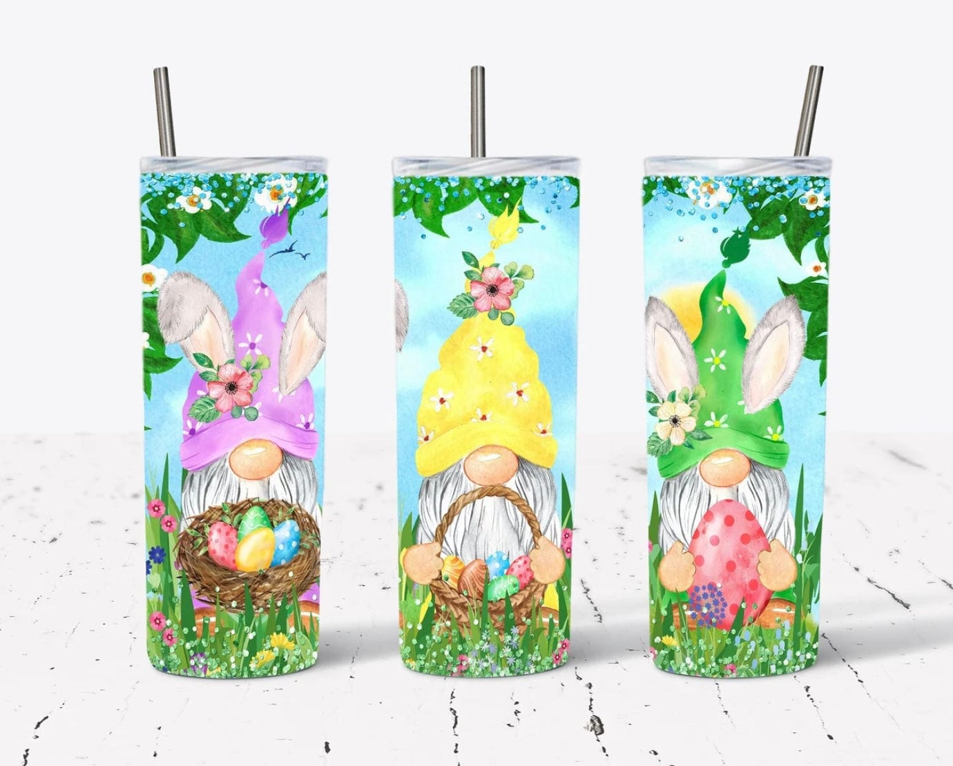 Floral Gnomes Easter Tumbler-Stay Foxy Boutique, Florissant, Missouri