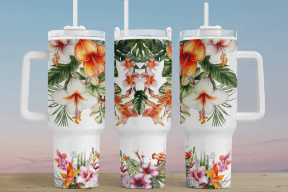 Tropical Flowers 40 oz Tumbler-Stay Foxy Boutique, Florissant, Missouri