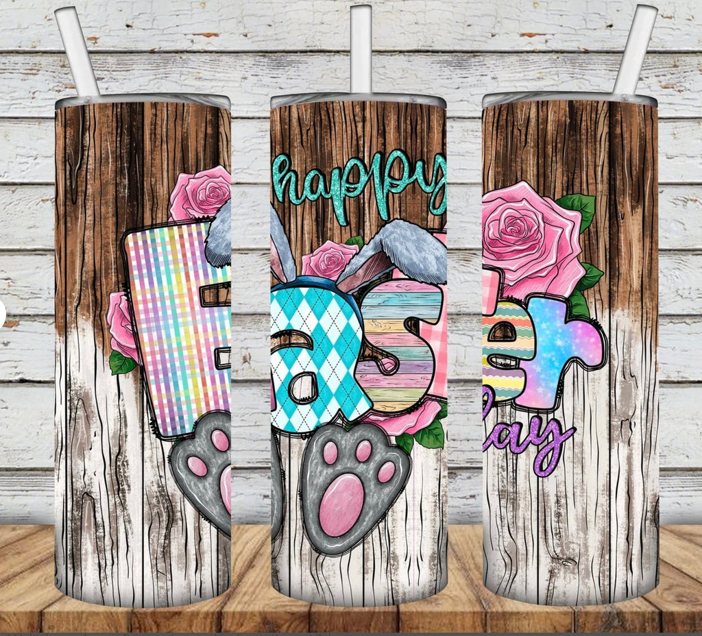 Wooden Happy Easter Easter Tumbler-Stay Foxy Boutique, Florissant, Missouri