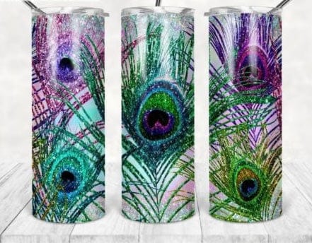 Glitter Feathers Tumbler-Drinkware-Stay Foxy Boutique, Florissant, Missouri