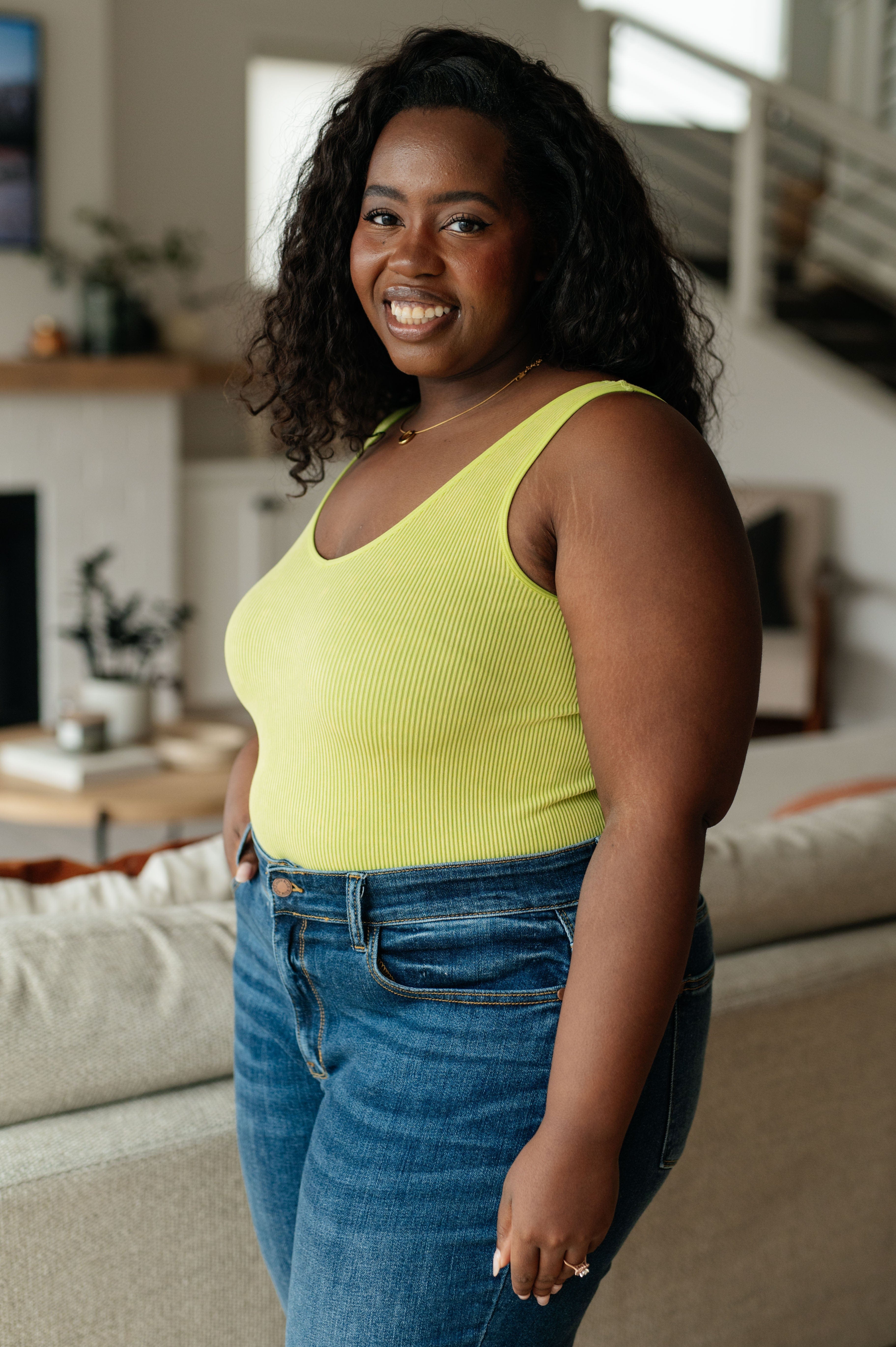 Fundamentals Ribbed Seamless Reversible Tank in Green-Womens-Stay Foxy Boutique, Florissant, Missouri